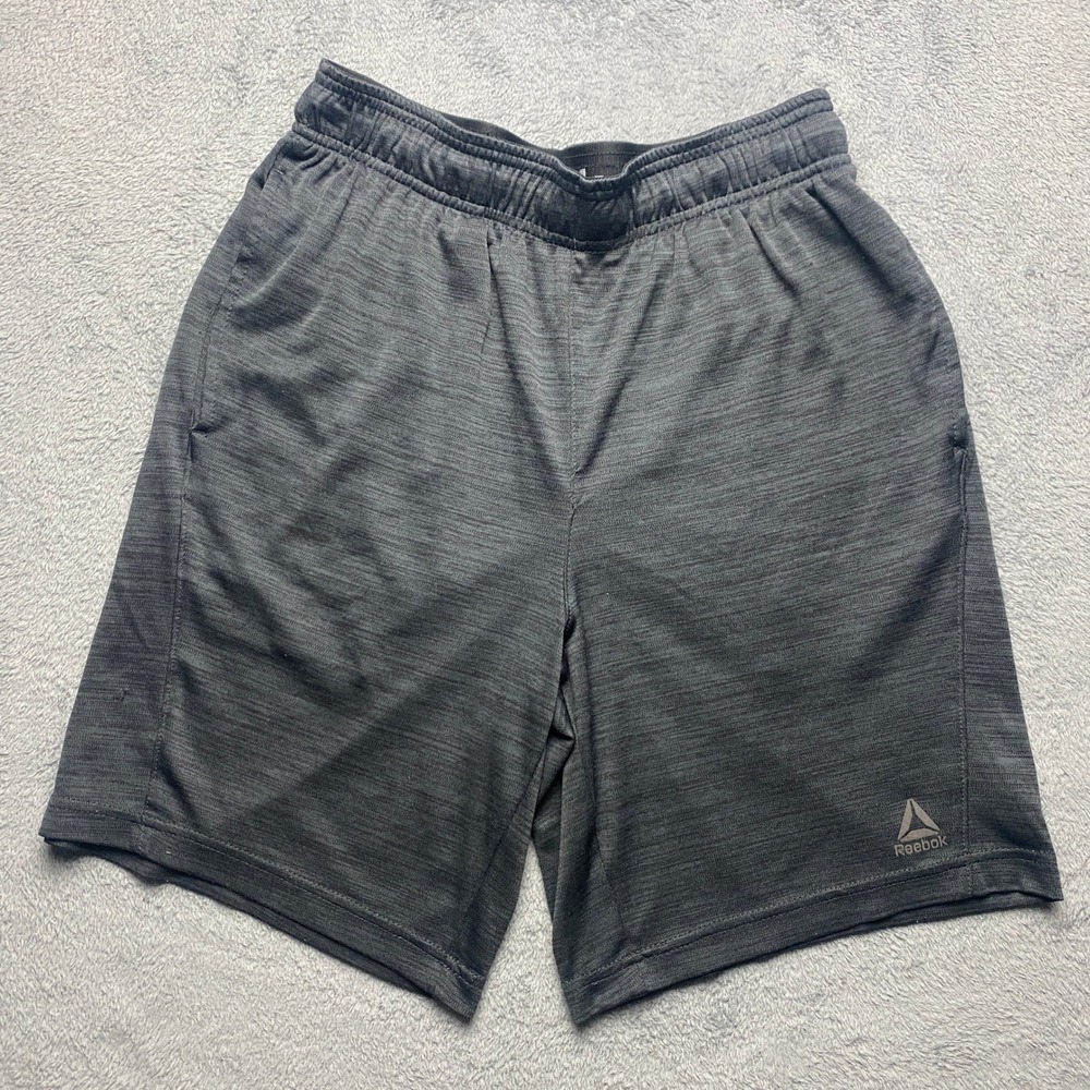 Reebok Shorts Mens Small Athletic Gray Heathered Training Gym Pockets Activewear